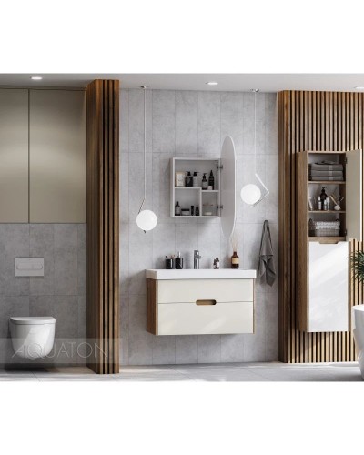 Тумба с раковиной бежевый/дуб веллингтон 90 см Акватон Оливия 1A2544K0OLVG0