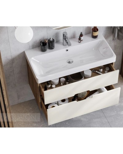 Тумба с раковиной бежевый/дуб веллингтон 90 см Акватон Оливия 1A2544K0OLVG0