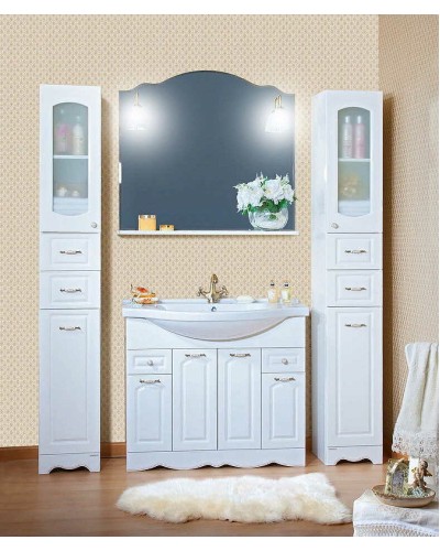 Тумба под раковину Бриклаер Анна 100 4627125411434 Белая глянцевая