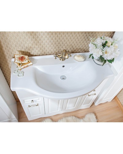 Тумба под раковину Бриклаер Анна 100 4627125411434 Белая глянцевая