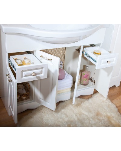 Тумба под раковину Бриклаер Анна 100 4627125411434 Белая глянцевая