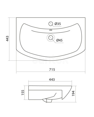 Тумба с раковиной белый глянец/дуб сомерсет 71,5 см Акватон Бекка 1A2087K1BAC20