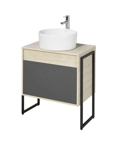 Тумба с раковиной серый графит/дуб орегон 65 см Акватон Лофт Урбан 1A2540K3LQX60
