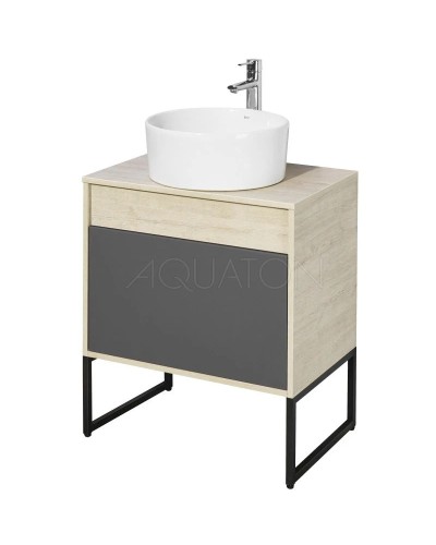 Тумба с раковиной серый графит/дуб орегон 65 см Акватон Лофт Урбан 1A2540K3LQX60