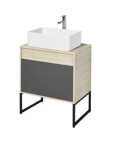 Тумба с раковиной серый графит/дуб орегон 65 см Акватон Лофт Урбан 1A2540K2LQX60