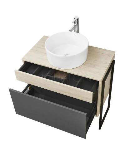 Тумба с раковиной серый графит/дуб орегон 80 см Акватон Лофт Урбан 1A2476K3LQX60