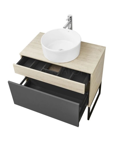 Тумба с раковиной серый графит/дуб орегон 80 см Акватон Лофт Урбан 1A2476K3LQX60