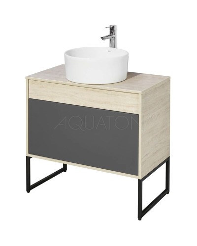 Тумба с раковиной серый графит/дуб орегон 80 см Акватон Лофт Урбан 1A2476K3LQX60