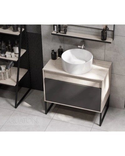 Тумба с раковиной серый графит/дуб орегон 80 см Акватон Лофт Урбан 1A2476K3LQX60