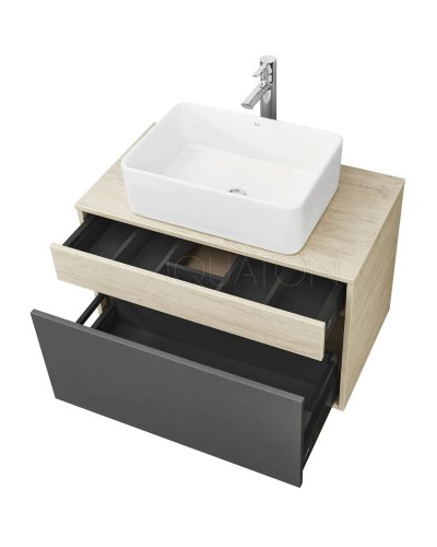 Тумба с раковиной серый графит/дуб орегон 80 см Акватон Лофт Урбан 1A2476K2LQX60
