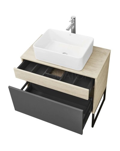 Тумба с раковиной серый графит/дуб орегон 80 см Акватон Лофт Урбан 1A2476K2LQX60