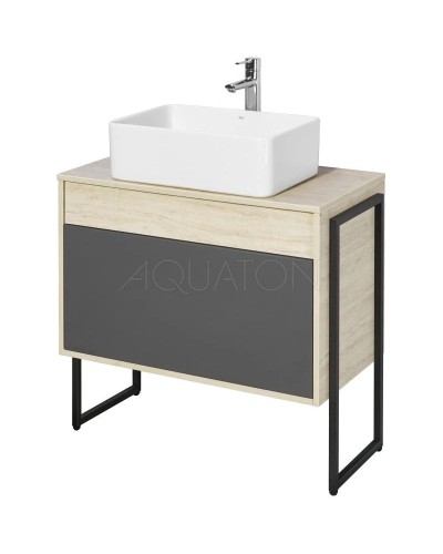 Тумба с раковиной серый графит/дуб орегон 80 см Акватон Лофт Урбан 1A2476K2LQX60