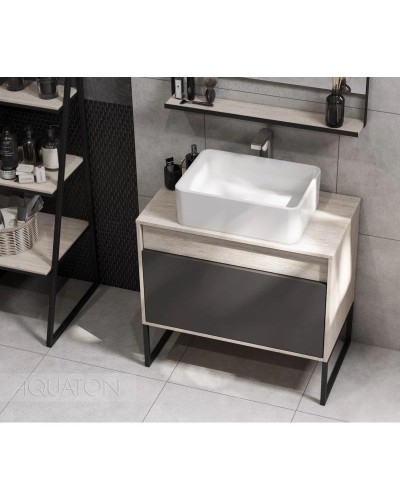 Тумба с раковиной серый графит/дуб орегон 80 см Акватон Лофт Урбан 1A2476K2LQX60