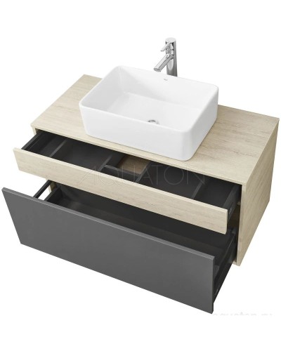 Тумба с раковиной серый графит/дуб орегон 100 см Акватон Лофт Урбан 1A2477K2LQX60
