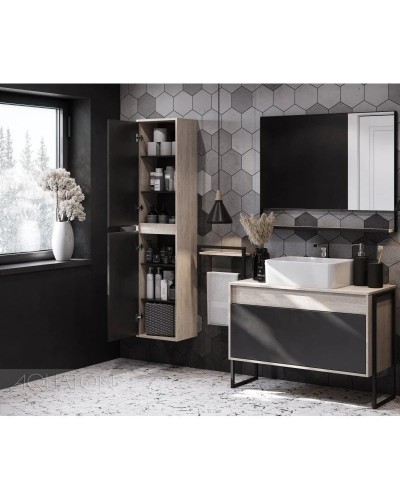 Тумба с раковиной серый графит/дуб орегон 100 см Акватон Лофт Урбан 1A2477K2LQX60