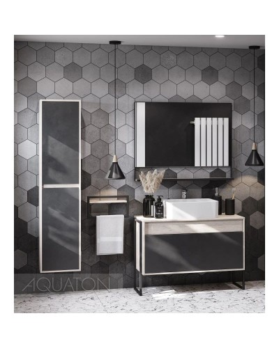 Тумба с раковиной серый графит/дуб орегон 100 см Акватон Лофт Урбан 1A2477K2LQX60