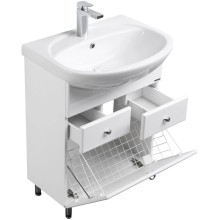 Тумба с раковиной белый глянец 66,5 см с бельевой корзиной Акватон Норма 1A0549K1NO010