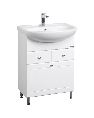 Тумба с раковиной белый глянец 66,5 см с бельевой корзиной Акватон Норма 1A0549K1NO010