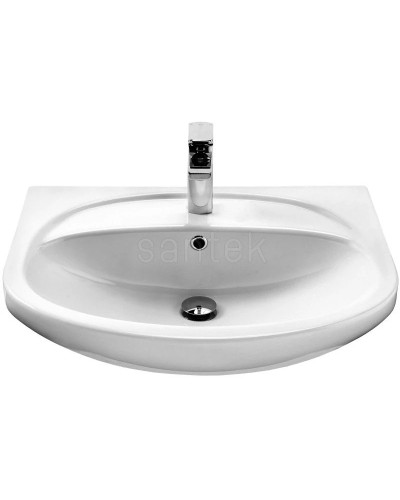 Тумба с раковиной белый глянец 66,5 см с бельевой корзиной Акватон Норма 1A0549K1NO010