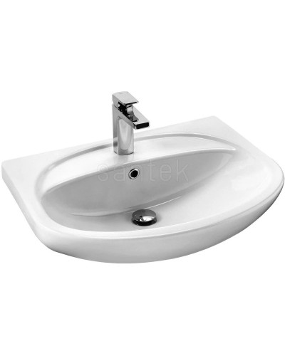 Тумба с раковиной белый глянец 66,5 см с бельевой корзиной Акватон Норма 1A0549K1NO010