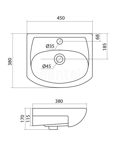 Тумба с раковиной белый глянец 45 см Акватон Мира 1A1044K1MR010