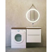 Тумба с раковиной белый глянец 122 см Jorno Wood Wood.01.60/P/W + Wood.06.122/DW + Mol.08.65/W + Bra.05.461/L/W