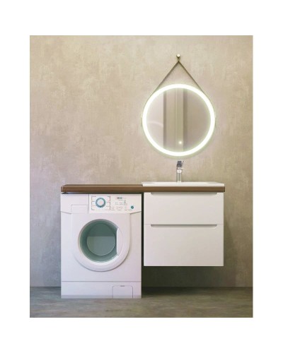 Тумба с раковиной белый глянец 122 см Jorno Wood Wood.01.60/P/W + Wood.06.122/DW + Mol.08.65/W + Bra.05.461/L/W