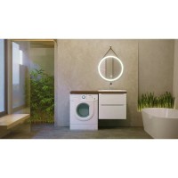 Тумба с раковиной белый глянец 122 см Jorno Wood Wood.01.60/P/W + Wood.06.122/DW + Mol.08.65/W + Bra.05.461/L/W