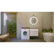 Тумба с раковиной белый глянец 122 см Jorno Wood Wood.01.60/P/W + Wood.06.122/DW + Mol.08.65/W + Bra.05.461/L/W