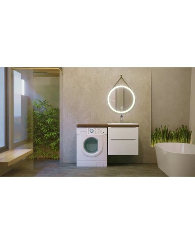 Тумба с раковиной белый глянец 122 см Jorno Wood Wood.01.60/P/W + Wood.06.122/DW + Mol.08.65/W + Bra.05.461/L/W