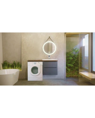 Тумба с раковиной серый матовый 122 см Jorno Wood Wood.01.60/P/GR + Wood.06.122/DW + Mol.08.65/W + Bra.05.461/L/W