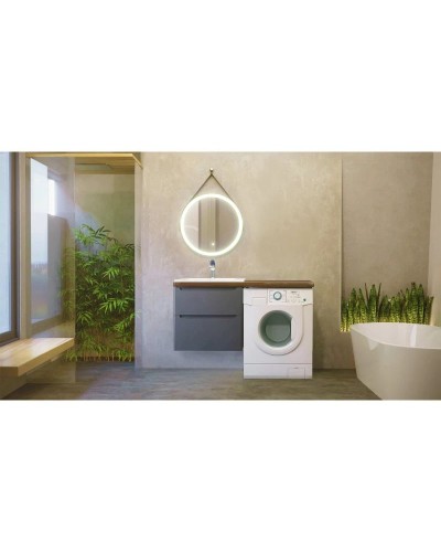 Тумба с раковиной серый матовый 122 см Jorno Wood Wood.01.60/P/GR + Wood.06.122/DW + Mol.08.65/W + Bra.05.461/R/W