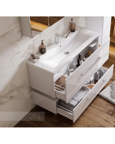 Тумба с раковиной белый глянец 120,2 см Акватон Мадрид  1A1687K2MA010