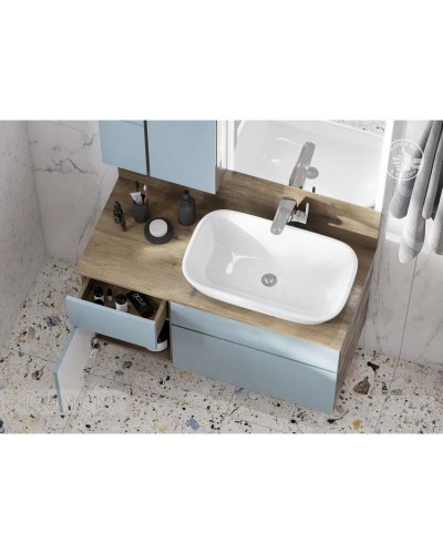 Тумба с раковиной дуб рустикальный/фьорд 100 см Акватон Мишель 1A2569K2MIX30