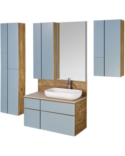 Тумба с раковиной дуб рустикальный/фьорд 100 см Акватон Мишель 1A2569K2MIX30