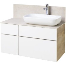 Тумба с раковиной дуб эндгрейн/белый матовый 100 см Акватон Мишель 1A2441K2MIX40