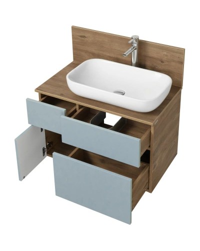 Тумба с раковиной дуб рустикальный/фьорд 80 см Акватон Мишель 1A2568K2MIX30