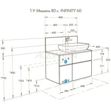 Тумба с раковиной дуб эндгрейн/белый матовый 80 см Акватон Мишель 1A2445K0MIX40
