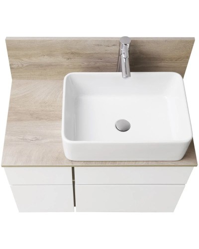 Тумба с раковиной дуб эндгрейн/белый матовый 80 см Акватон Мишель 1A2445K1MIX40