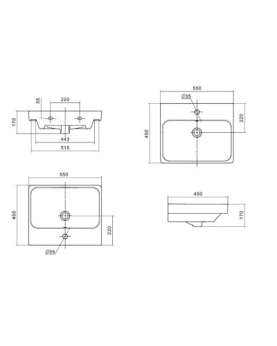 Тумба с раковиной белый глянец/дуб рустикальный 55 см Акватон Сканди 1A2517K0SDZ90