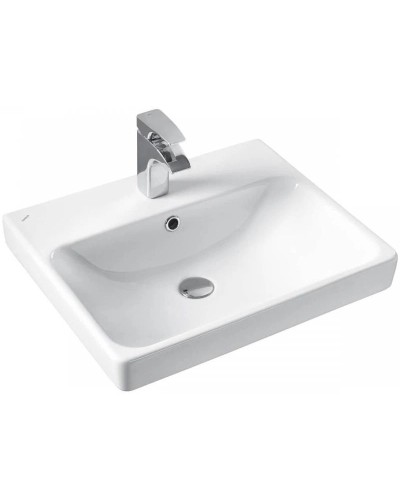 Тумба с раковиной белый глянец/дуб рустикальный 55 см Акватон Сканди 1A2517K0SDZ90