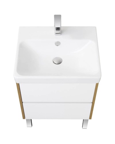 Тумба с раковиной белый глянец/дуб рустикальный 70,5 см Акватон Сканди 1A2518K0SDZ90