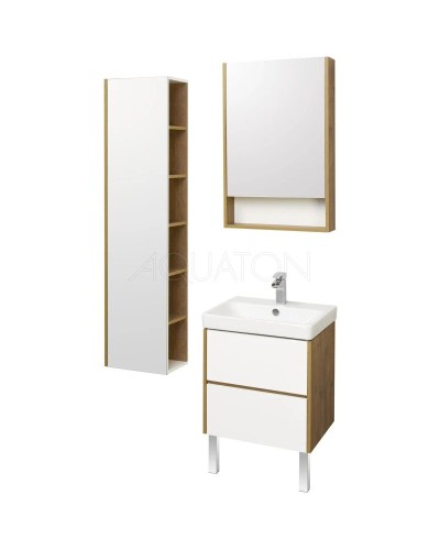 Тумба с раковиной белый глянец/дуб рустикальный 70,5 см Акватон Сканди 1A2518K0SDZ90