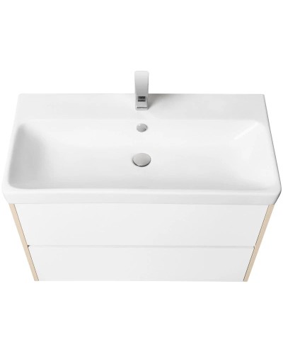 Тумба с раковиной белый глянец/дуб верона 90 см Акватон Сканди 1A2519K0SDB20