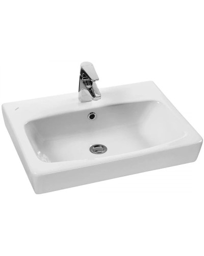 Тумба с раковиной белый глянец/серый кашемир 55 см Акватон Скай 1A2381K1SY010