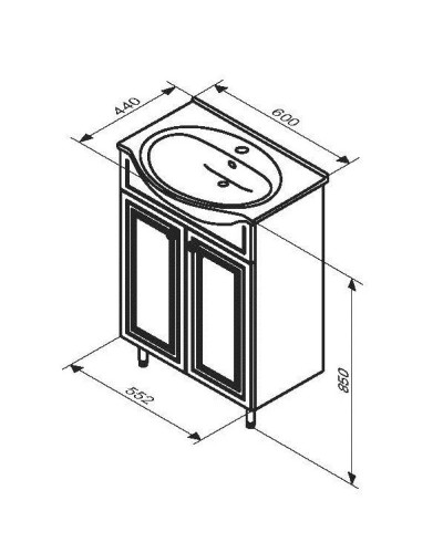 Тумба с раковиной белый глянец 60 см Damixa Palace One M41-FSX0601WG-WCC060