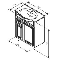 Тумба с раковиной белый глянец 65,5 см Damixa Palace One M41-FSX0653WG-WCC065