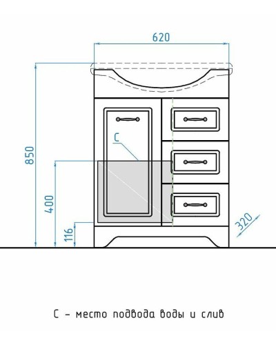 Тумба под раковину Style Line Олеандр 2 Люкс 65 ЛС-00000047 Белая