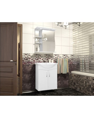 Тумба под раковину Style Line Эко Волна 9 Байкал 60 Белый глянец