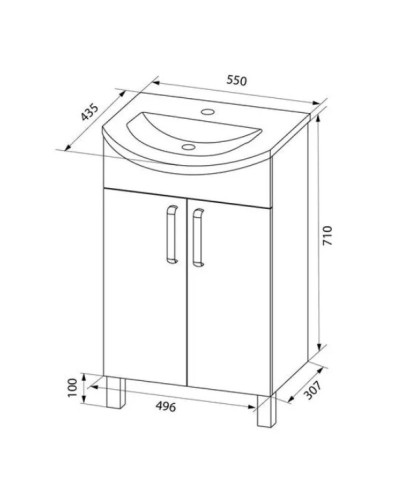 Тумба с раковиной белый глянец 55 см IDDIS Optima Home OPH55WFi95K